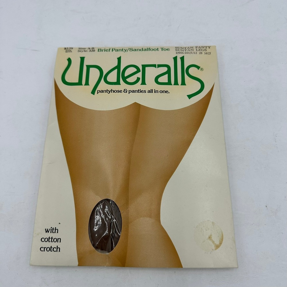Vintage Underalls Pantyhose Panties All In One Suntan Brief Sandalfoot Size AB